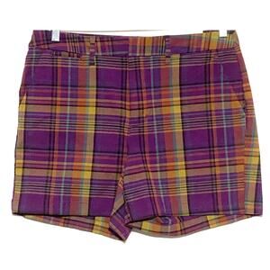 A New Day Purple Plaid Chino Shorts 6 Preppy Academia Casual Summer Cruise NWT
